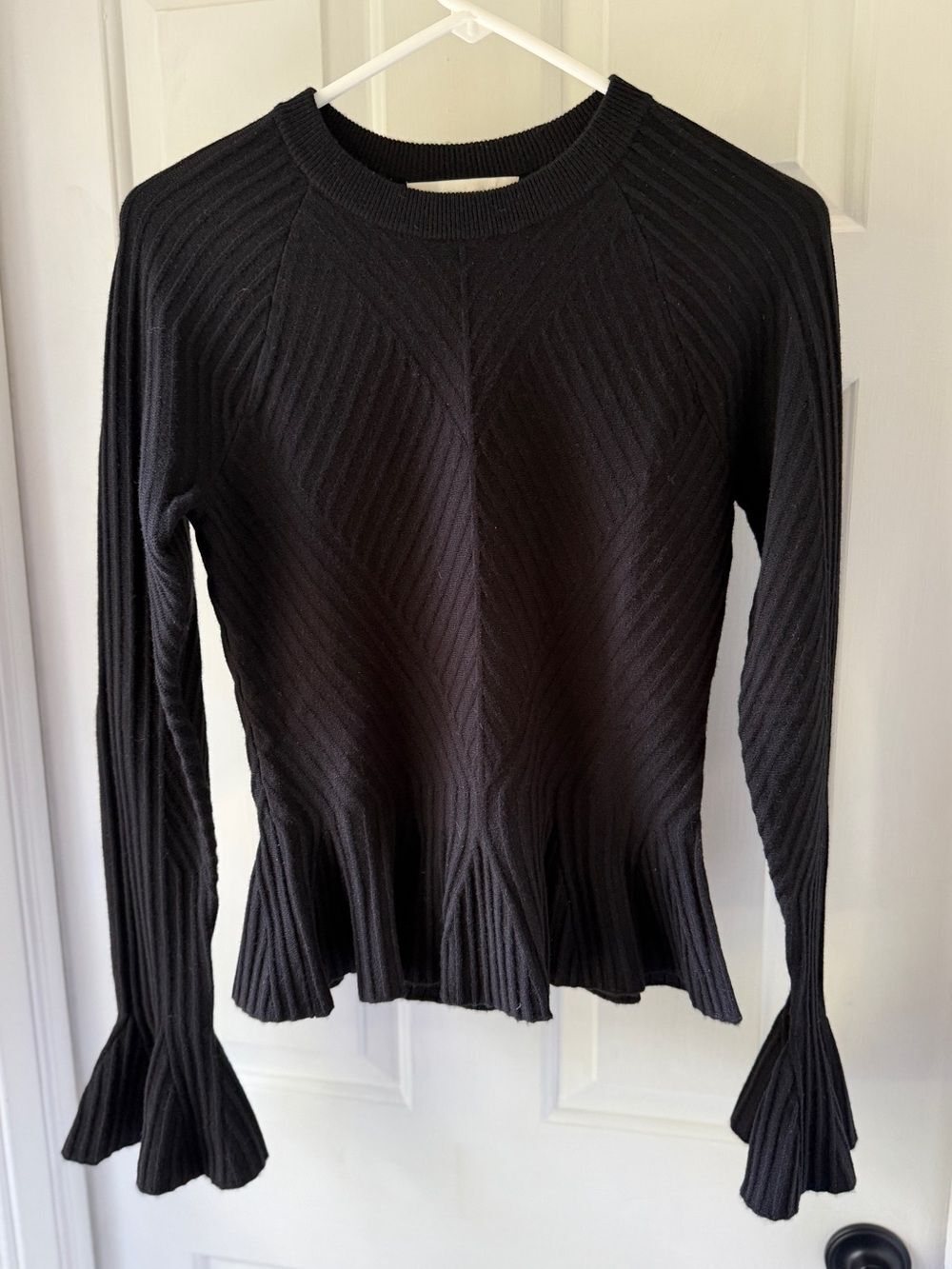 Jonathan Simkhai Elegant Blackm sweater ribbed bell sleeve Size XS